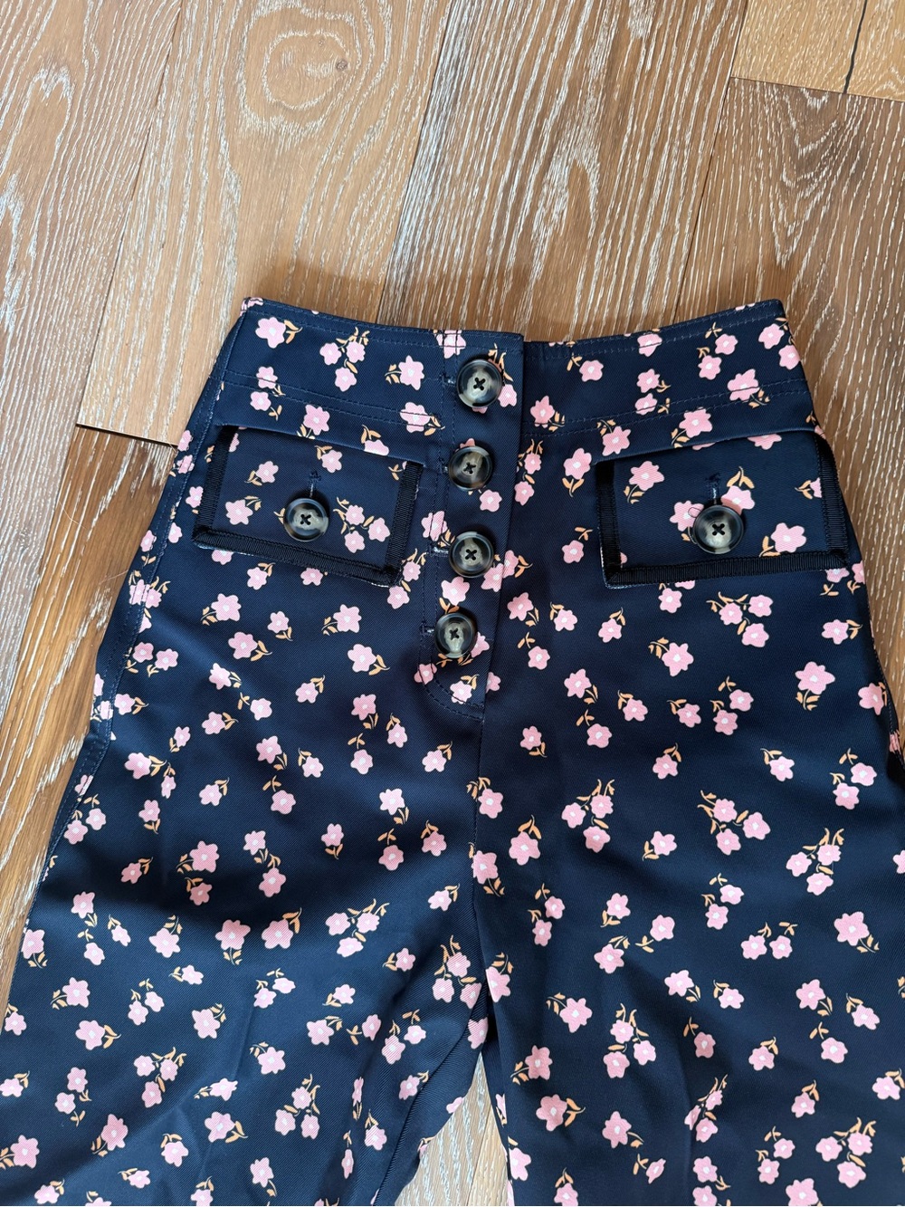 Self-portrait ditsy floral canvas black floral wide leg pants - Picture 2 of 6